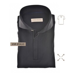 John Miller Slim-Fit Hyperstretch Short Sleeve Zip-Polo Zwart