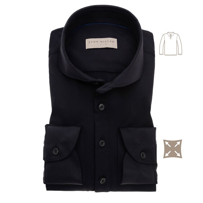 John Miller Slim Fit Long Sleeve Polo Zwart