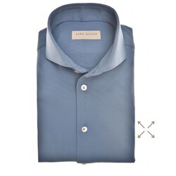 John Miller Slim-Fit Plain Hyperstretch Shirt Mid Blue