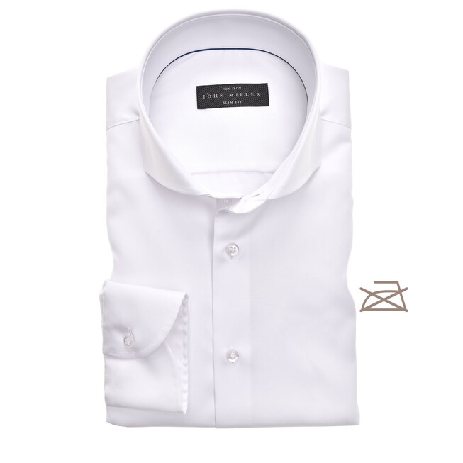 John Miller Slim Fit Uni Non Iron Overhemd Wit