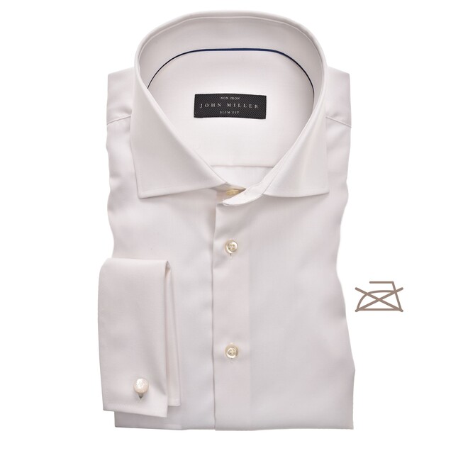 John Miller Slim French Cuff Non Iron Overhemd Ecru