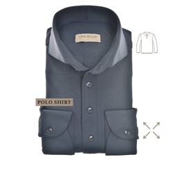 John Miller Slim Hyperstretch Long Sleeve Polo Donker Blauw