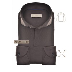 John Miller Slim Hyperstretch Long Sleeve Polo Donker Bruin