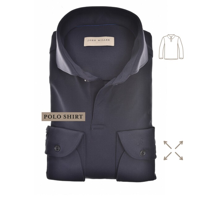 John Miller Slim Hyperstretch Long Sleeve Polo Navy