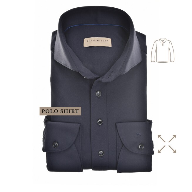 John Miller Slim Hyperstretch Long Sleeve Polo Navy