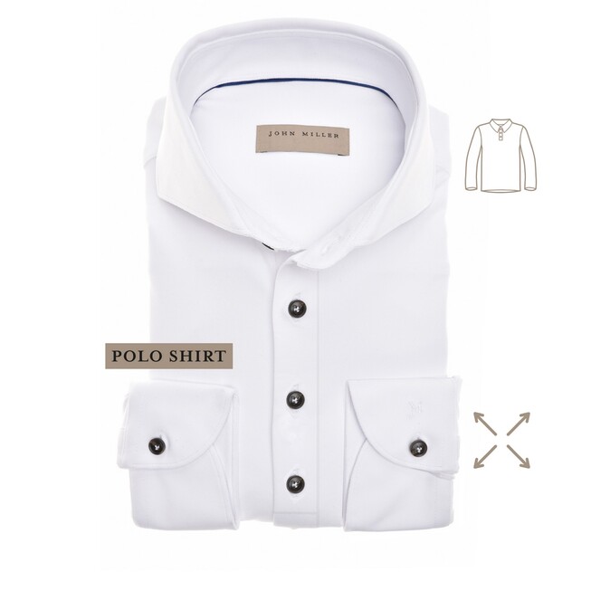 John Miller Slim Hyperstretch Long Sleeve Polo Wit