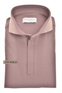 John Miller Slim Hyperstretch Long Sleeve Zip Collar Polo Donker Roze