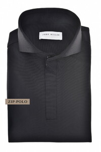 John Miller Slim Hyperstretch Long Sleeve Zip Collar Poloshirt Black
