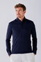 John Miller Slim Hyperstretch Long Sleeve Zip Collar Poloshirt Dark Evening Blue