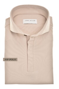 John Miller Slim Hyperstretch Long Sleeve Zip Collar Poloshirt Light Brown