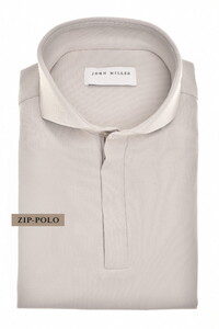John Miller Slim Hyperstretch Long Sleeve Zip Collar Poloshirt Light Grey