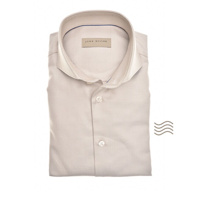John Miller Slim Luxury Two-Ply Duo Color Overhemd Licht Bruin