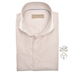 John Miller Slim Non-Iton Cotton Fine Stripe Overhemd Licht Bruin