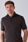 John Miller Slim Plain Hyperstretch Short Sleeve Zip Collar Poloshirt Dark Brown Melange
