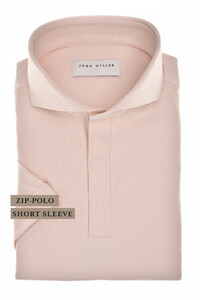 John Miller Slim Plain Hyperstretch Short Sleeve Zip Collar Poloshirt Light Pink