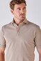 John Miller Slim Plain Hyperstretch Short Sleeve Zip Collar Poloshirt Mid Brown