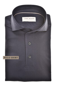 John Miller Slim Plain Jersey Stretch Long Sleeve Polo Donker Blauw