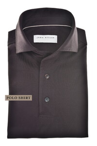 John Miller Slim Plain Jersey Stretch Long Sleeve Polo Donker Bruin