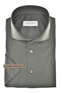 John Miller Slim Short Sleeve Cotton Jersey Overhemd Donker Groen