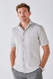 John Miller Slim Short Sleeve Cotton Jersey Overhemd Licht Grijs
