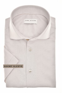 John Miller Slim Short Sleeve Cotton Jersey Shirt Light Grey