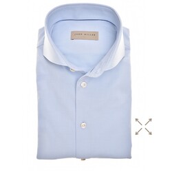 John Miller Slim Solid Color Cotton Blend 360 Stretch Overhemd Licht Blauw