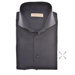 John Miller Slim Solid Color Cotton Blend 360 Stretch Overhemd Navy