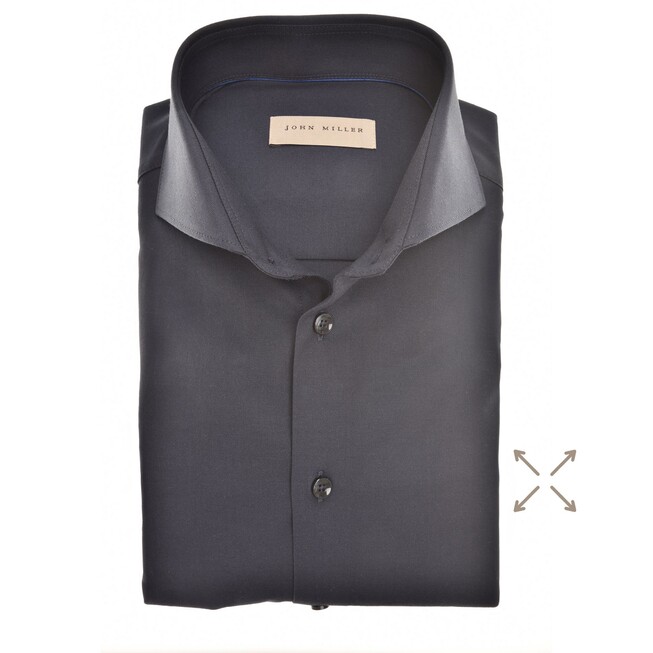 John Miller Slim Solid Color Cotton Blend 360 Stretch Overhemd Navy