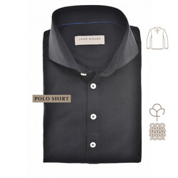 John Miller Slim Solid Color Cotton Tricot Polo Zwart