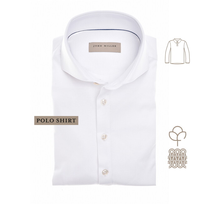 John Miller Slim Solid Color Cotton Tricot Poloshirt White