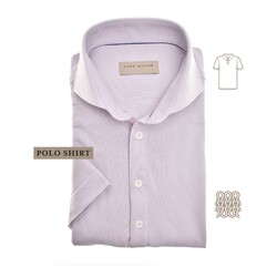John Miller Slim Solid Color Short Sleeve Tricot Poloshirt Pastel Lilac