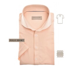 John Miller Slim Solid Color Short Sleeve Tricot Poloshirt Pastel Orange