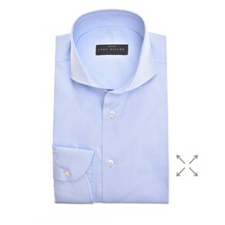 John Miller Slim Stretch Uni Overhemd Licht Blauw
