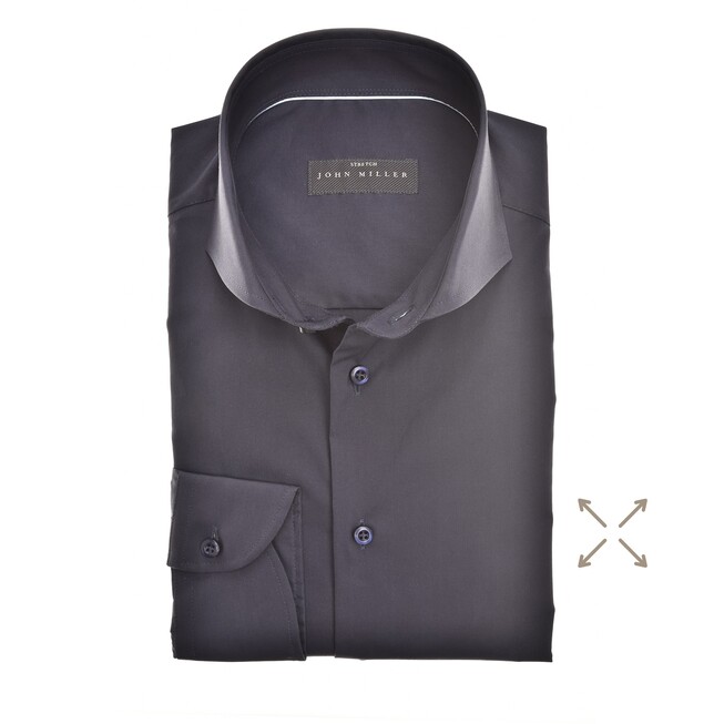 John Miller Slim Stretch Uni Overhemd Navy