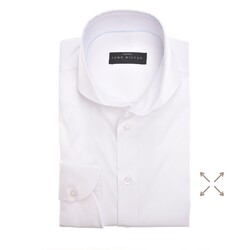 John Miller Slim Stretch Uni Overhemd Wit
