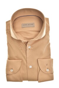 John Miller Slim Tricot Uni Overhemd Licht Bruin