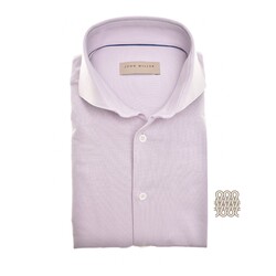 John Miller Slim Uni Color Cutaway Collar Tricot Overhemd Lila