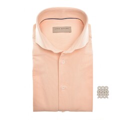 John Miller Slim Uni Color Cutaway Collar Tricot Overhemd Pastel Oranje