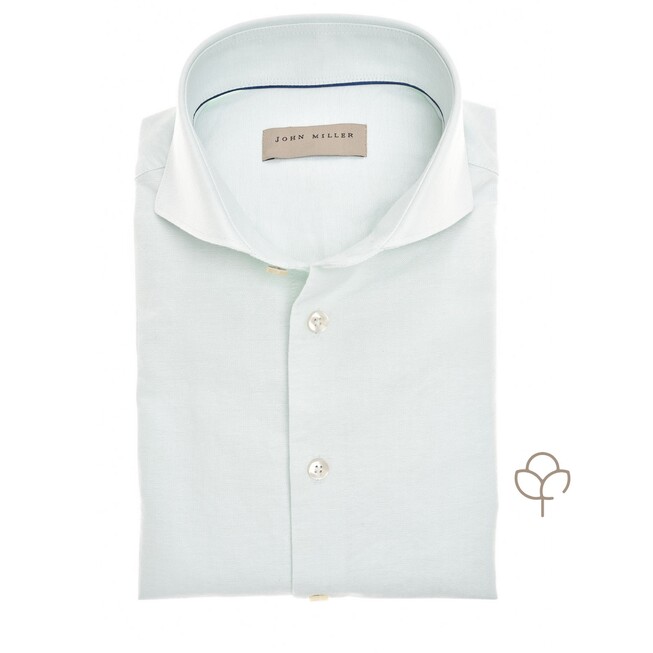 John Miller Slim Uni Color Oxford Cutaway Collar Overhemd Licht Groen