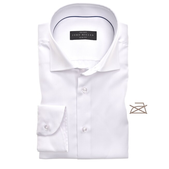 John Miller Slim Uni Non Iron Overhemd Wit