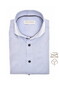 John Miller Solid Color Fine Contrast Detail Non-Iron Cotton Overhemd Lichtblauw-Donkerbruin