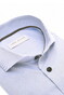 John Miller Solid Color Fine Contrast Detail Non-Iron Cotton Overhemd Lichtblauw-Donkerbruin