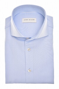 John Miller Solid Color Fine Non-Iron Cotton Overhemd Licht Blauw