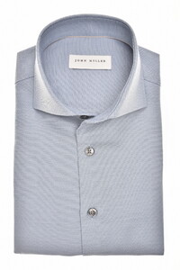 John Miller Solid Color Fine Non-Iron Cotton Overhemd Midden Blauw