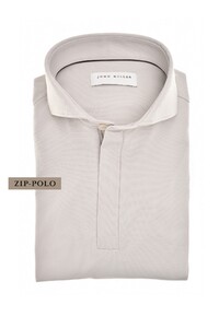 John Miller Solid Color Hyperstretch Zip Cutaway Collar Polo Licht Grijs