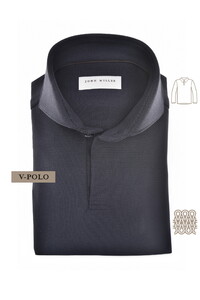 John Miller Solid Color Jersey Long Sleeve Polo Donker Blauw