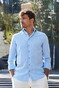 John Miller Solid Color Linnen Cutaway Collar Overhemd Licht Blauw