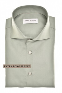 John Miller Solid Color Non-Iron Cotton Extra Long Sleeve Overhemd Groen