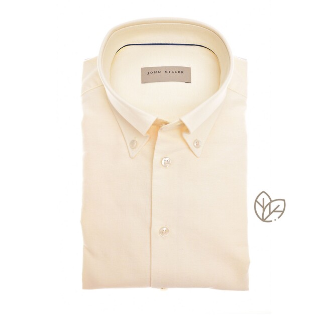 John Miller Solid Color Pure Cotton Button-Down Overhemd Lichtgeel