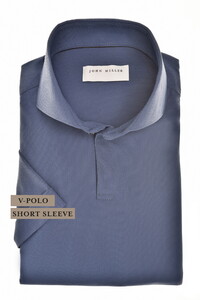 John Miller Solid Color Short Sleeve Cutaway Stretch Polo Donker Blauw